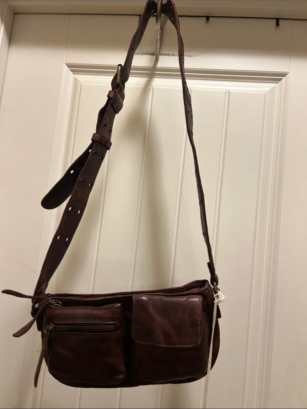 NWT Free People brown  Leather Crossbody Bag - Adjustable Strap